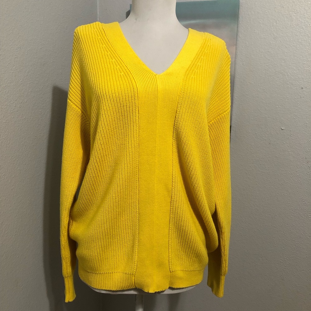 DKNY Sunny Yellow V-Neck Sweater